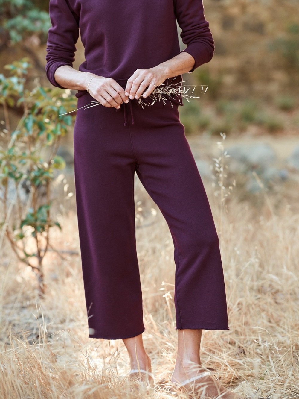 Frank & Eileen Catherine Favorite Sweatpants Vamp Burgundy Wide Leg Size Small